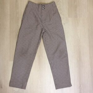 Zara Girl’s 11/12 Houndstooth Navy Brown Checkered Trousers Dress Pants